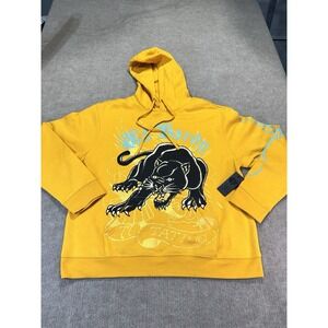NWT Ed Hardy Hoodie Men's XL Marigold Yellow Black Panther Eagle Tattoo Y2K